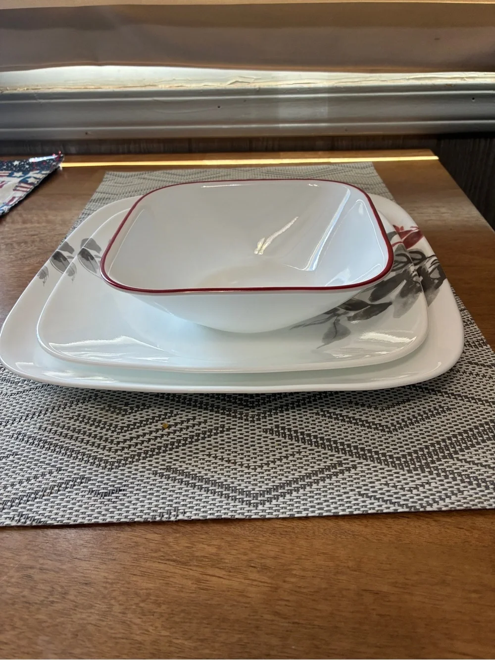 Corelle Kyoto Leaves Dinner Plate Luncheon Plate Square Splendor Bowl
